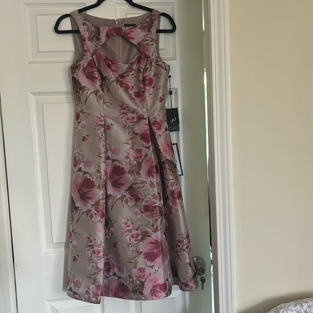 Adrianna papell floral jacquard fit and flare